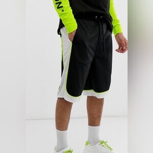ASOS Black and White Athletic Shorts with Neon Accents